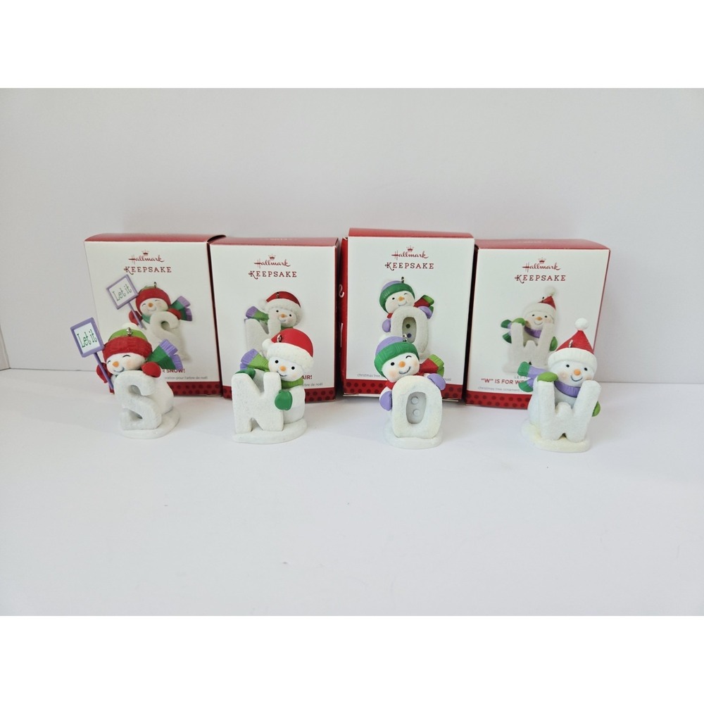 Hallmark Christmas ornament set snowman Let it Snow 2013 set of 4
